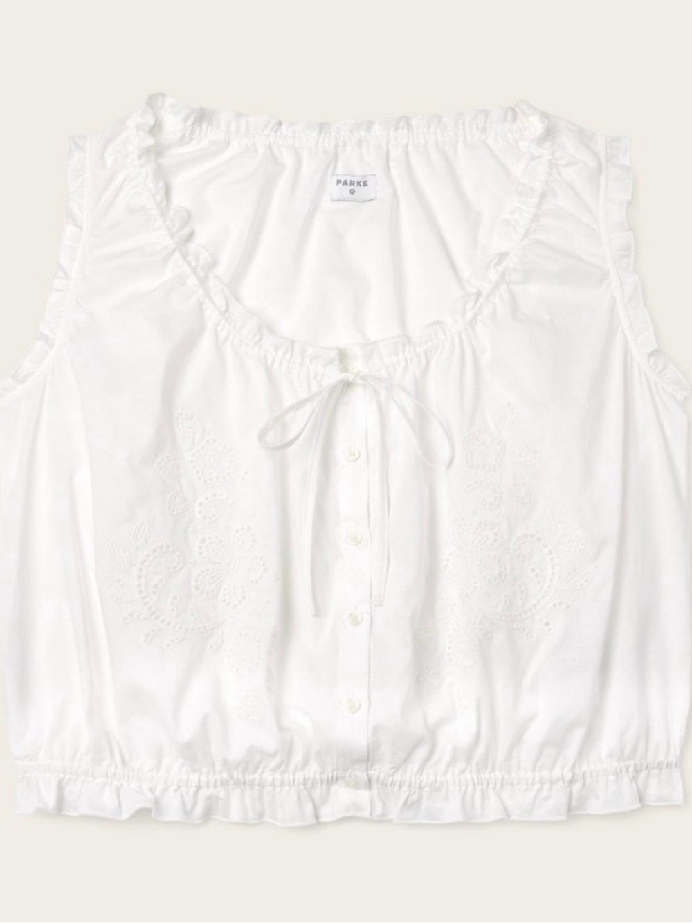 Parke White Eyelet Cotton Tie-Front Blouse & Shorts Set